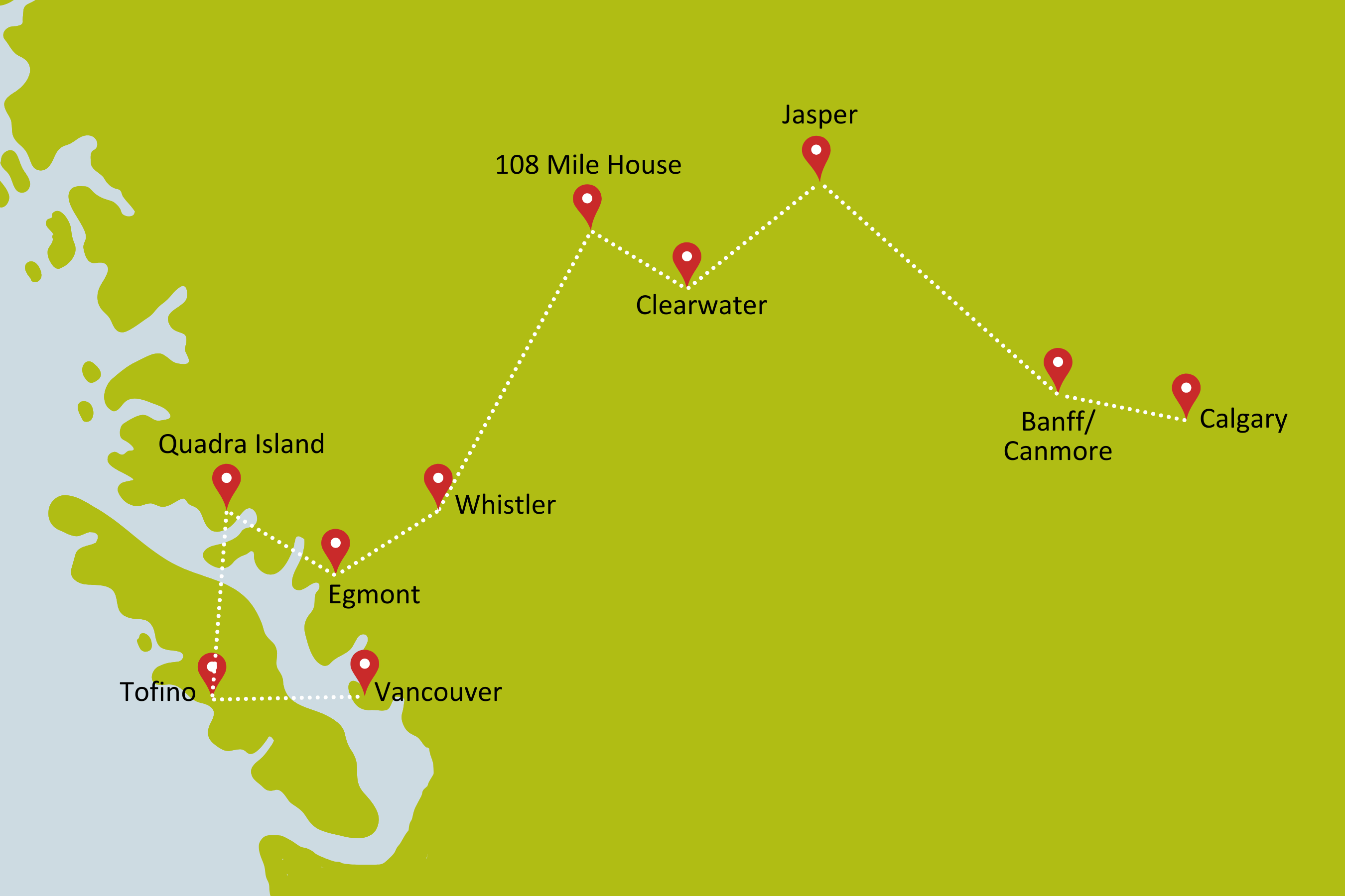 Karte zur Mietwagenrundreise Lodge Adventure