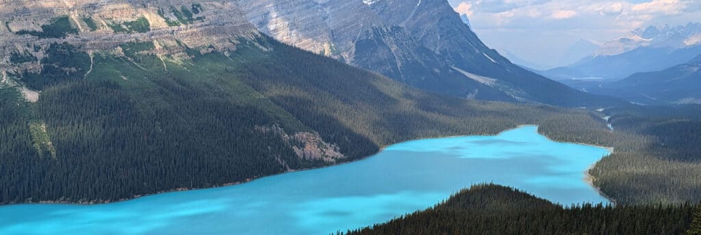 Das Bild zeigt den Peyto Lake im Banff-Nationalpark