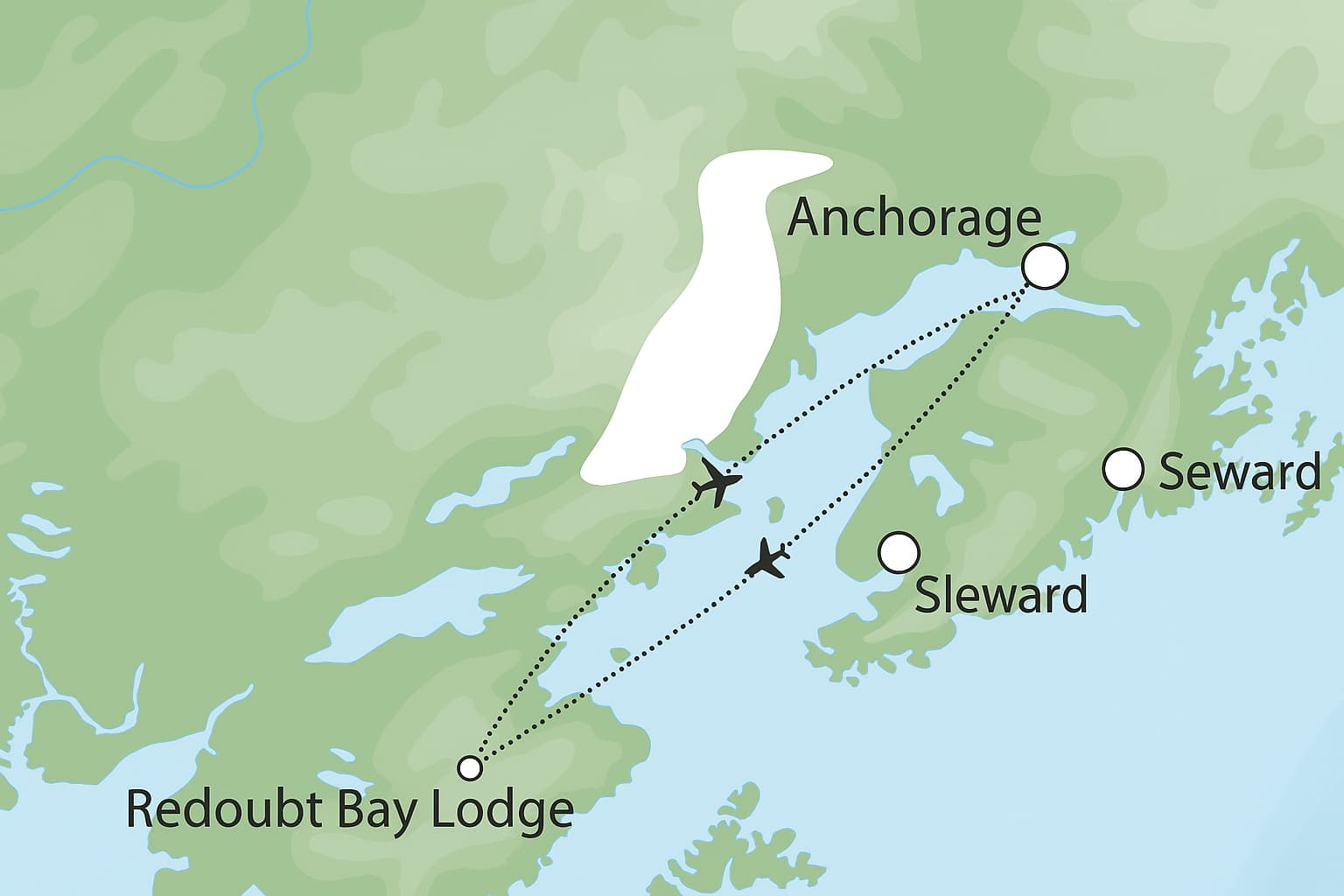 Reiseroute redoubt bay lodge